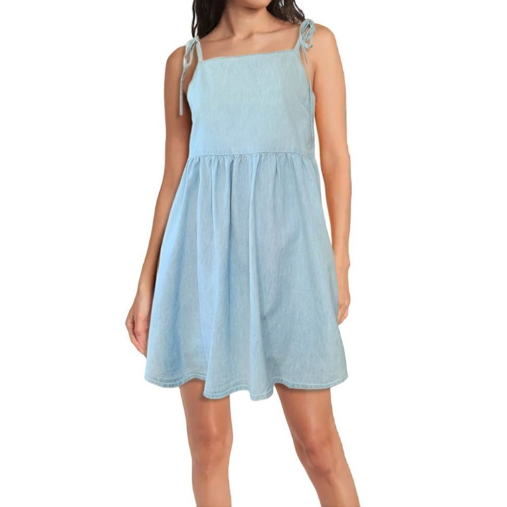NWT ASOS Tie Straps Lightweight Denim Mini Dress